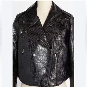 ModCloth Crocodile Rock Moto vegan leather black jacket